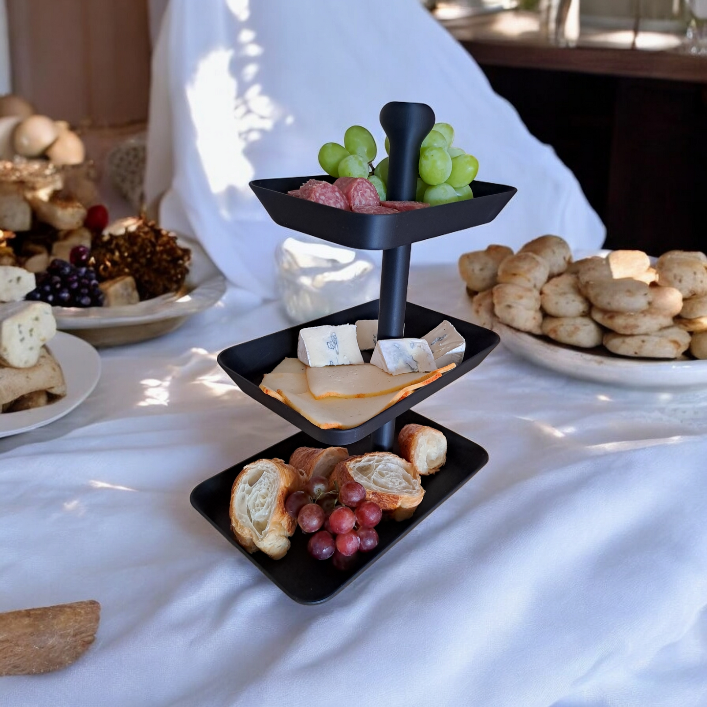 Plateau de service à trois niveaux - Étagère à snacks