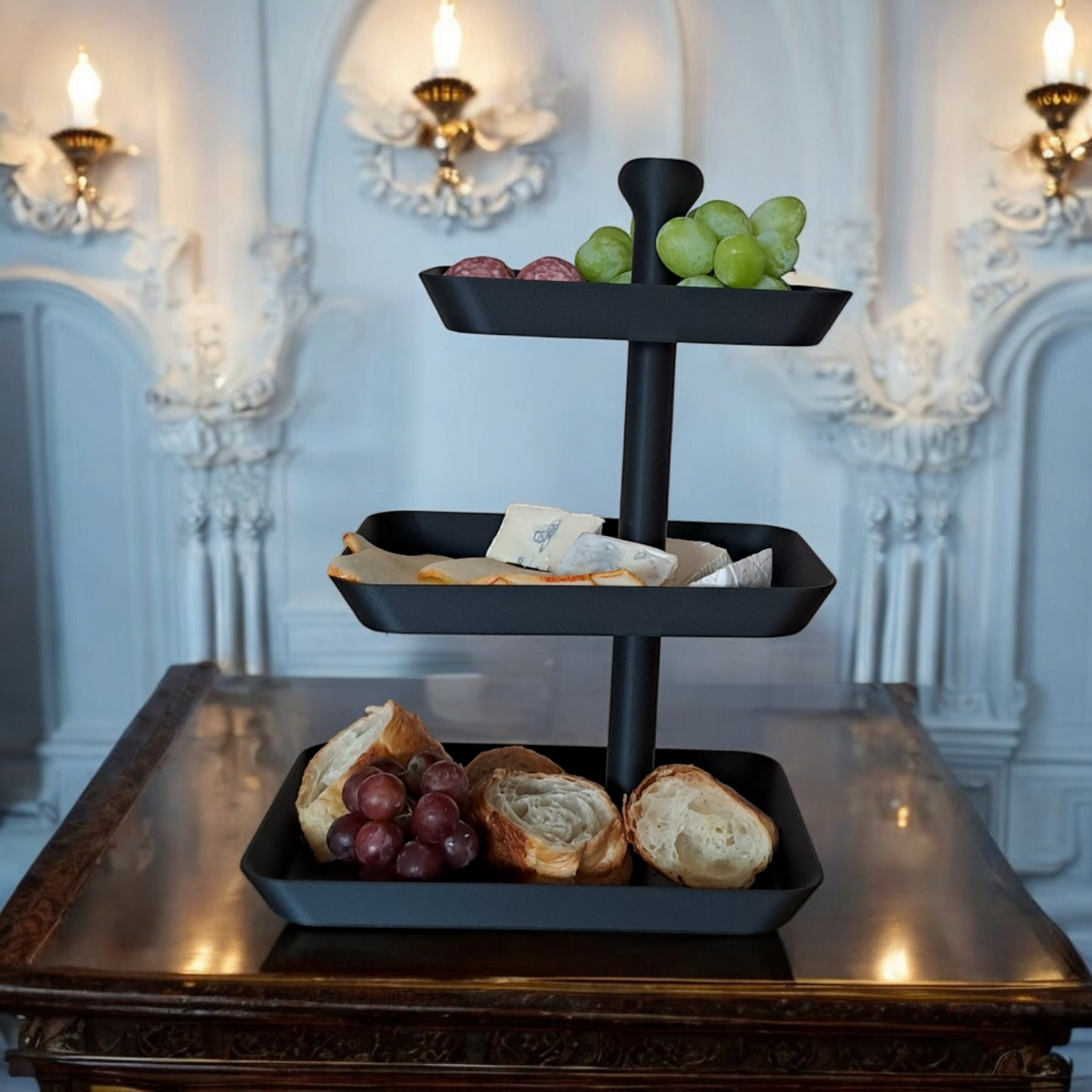 Plateau de service à trois niveaux - Étagère à snacks